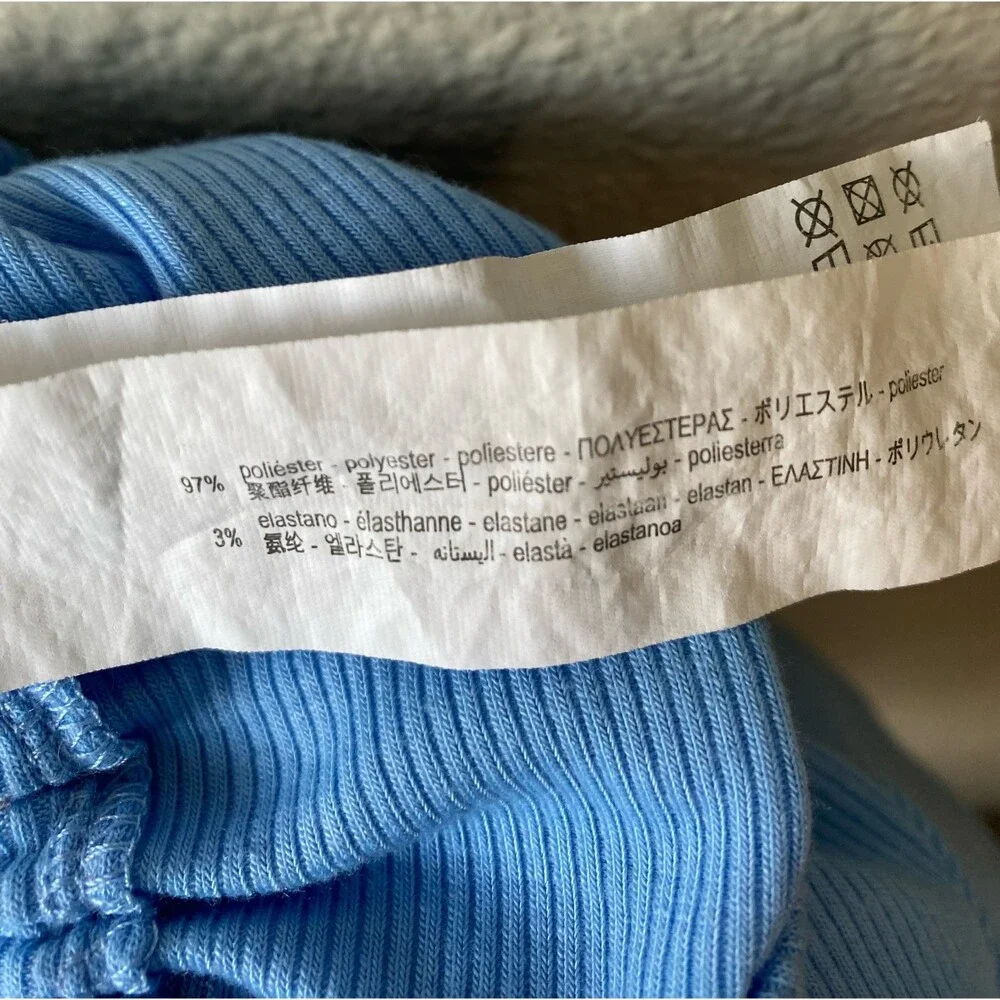 Zara Ruched Ribbed Top Blue - Picture 13 of 13